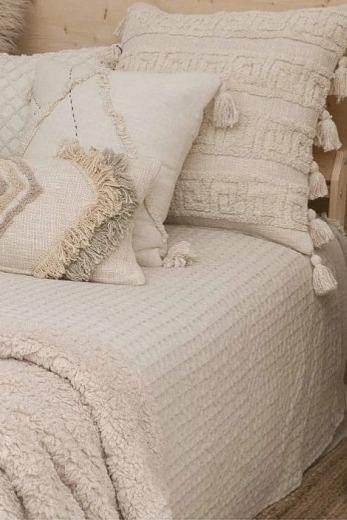 Bavlněný přehoz Panal Crudo, slonová kost, vafle, 270x280 cm