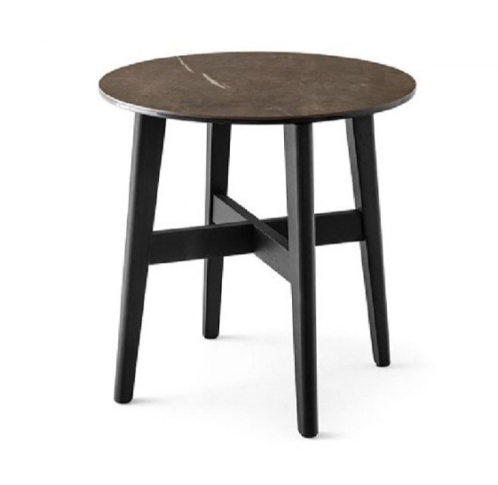 Kulatý stolek Abrey, O50 cm, dřevo, keramika, CS5137-A
