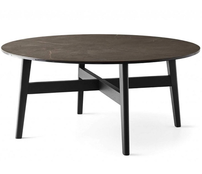 Kulatý stolek Abrey, O90 cm, dřevo, keramika, CS5137-B