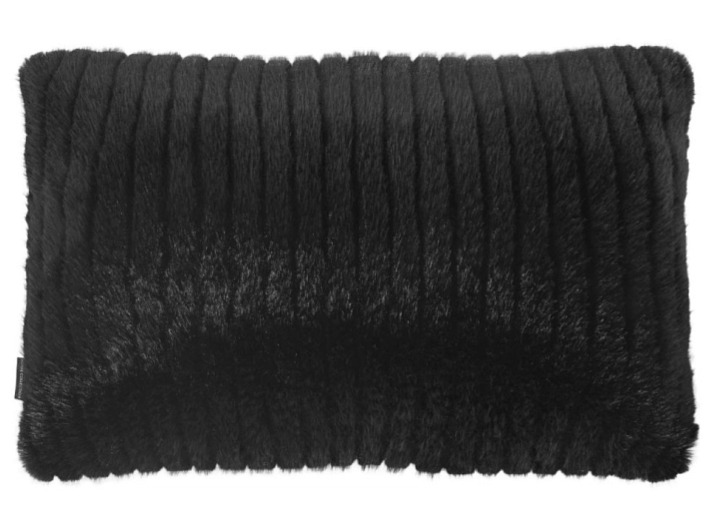 Černý polštář Grace, kožešinový, 60x40 cm