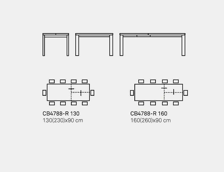 Rozkládací stůl Eminence Fast, sklokeramika/kov, CB4788-R