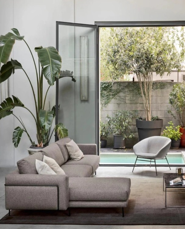 Minimalistická pohovka Rod, látka, kůže, 298x176 cm, CS3430