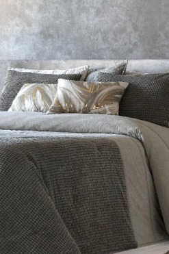 Přehoz na postel Madeira, šedozelený, sada se 2 povlaky na polštáře 70x50 cm