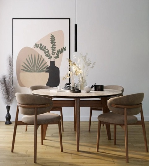 Kulatý stůl Abrey, dřevo, sklokeramika, O140 cm, CS4127-FD 140