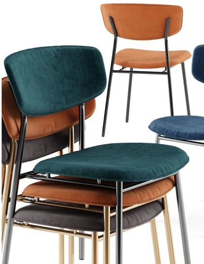 Židle Fifties, retro, samet, kov, CS1854