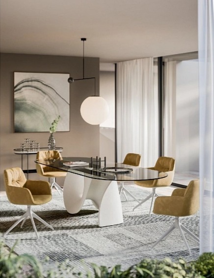 Oválný stůl Seashell, nerozkládací, cement, CS4141-FB 250