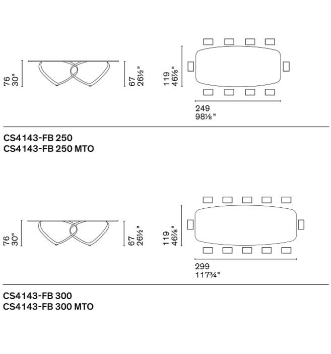 Oválný stůl Breeze, 249x119 cm, CS4143-FB 250