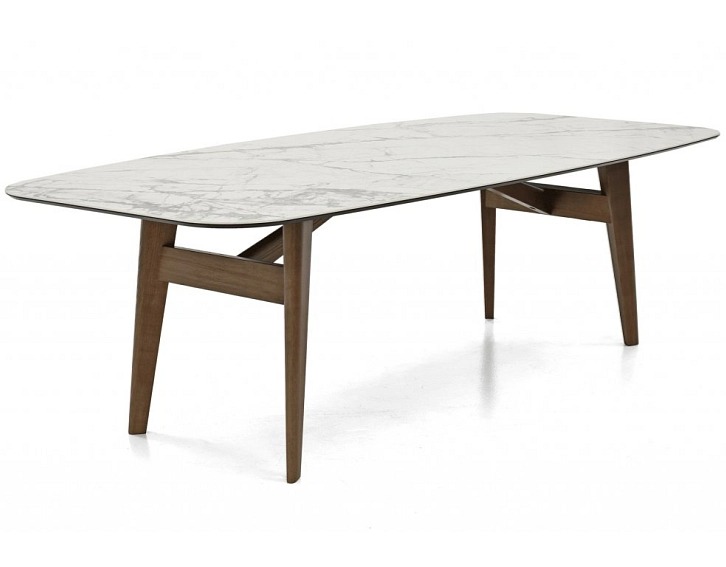 Oválný stůl Abrey, dřevo, sklokeramika, 200x100 cm, CS4127-FB 200