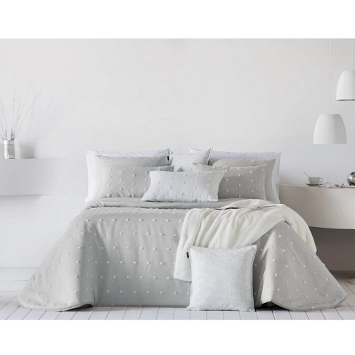 Přehoz Elen Grey, šedý, sada se 2 povlaky na polštáře 70x50 cm