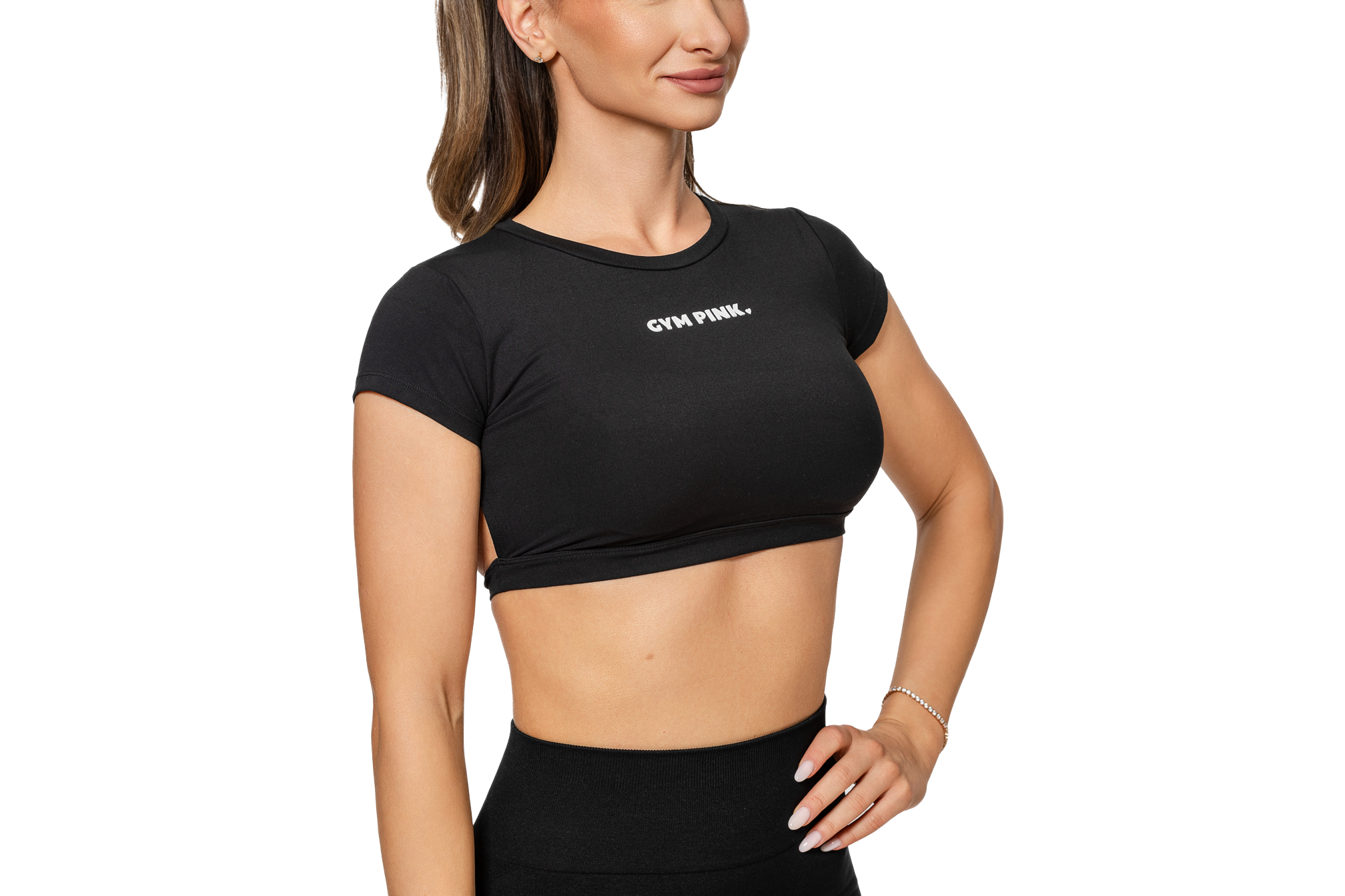 Crop top OPEN BACK s krátkým rukávem