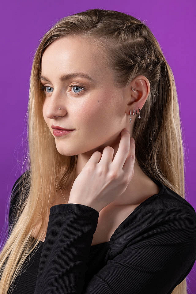 Pozlacené kruhové nášnice ze stříbra se zirkony Meteorite Moment