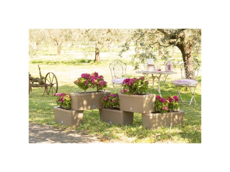 Sada zavlažovacích truhlíků BRICK 5 ks, hnědá