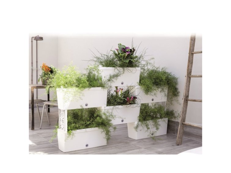 Sada zavlažovacích truhlíků BRICK 5 ks, bílá