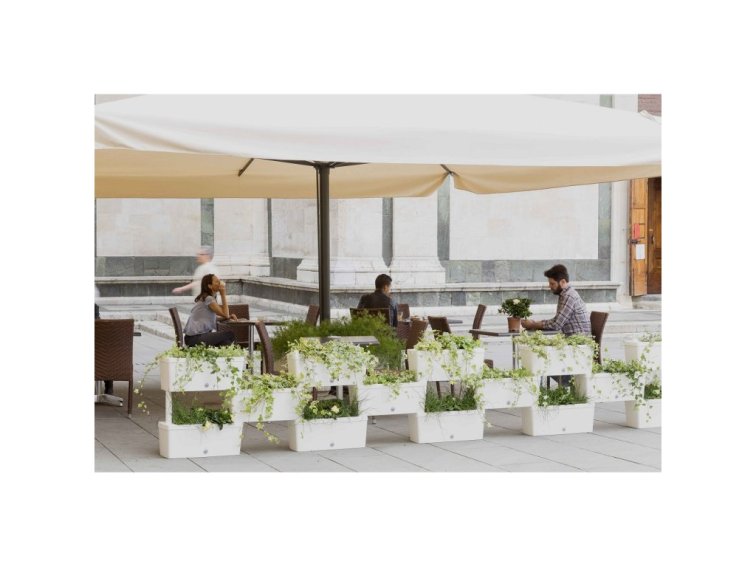 Sada zavlažovacích truhlíků BRICK 5 ks, bílá