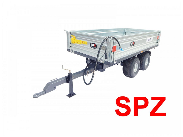 Vlek 2 za traktor třístranné sklápění140x240 cm 1500 kg SPZ