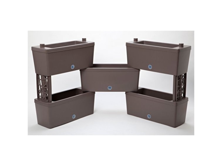 Sada zavlažovacích truhlíků BRICK 5 ks, hnědá