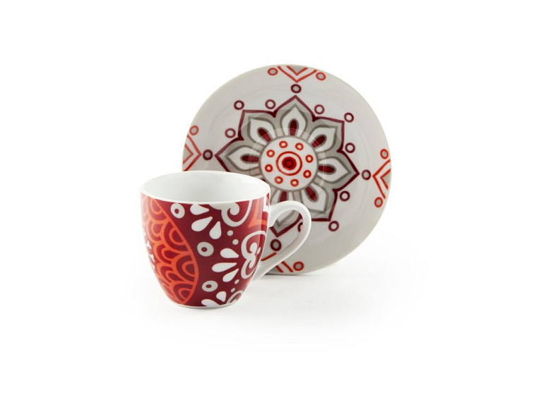 Cup and saucer MANDALA ROSSO 90 ml set 6ks