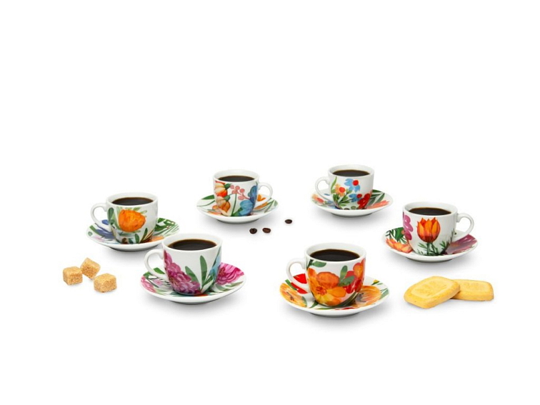 Cup and saucer BLOOMING FIORI 90 ml set 6ks