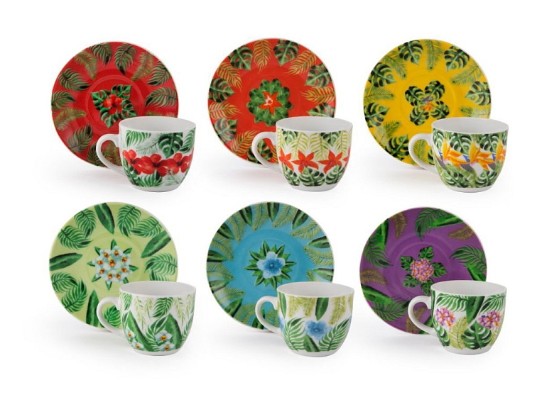 Cup and saucer MANDALA TROPICAL 90 ml set 6ks