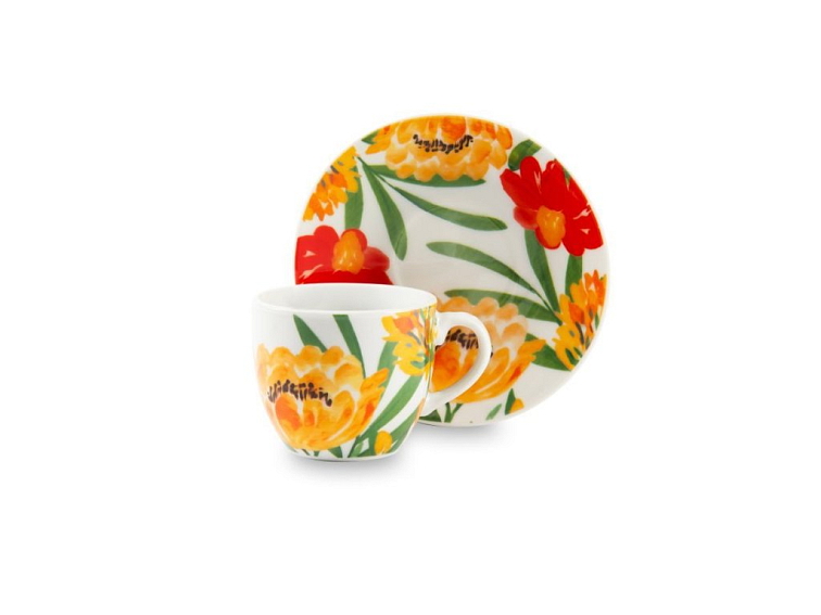 Cup and saucer BLOOMING FIORI 90 ml set 6ks