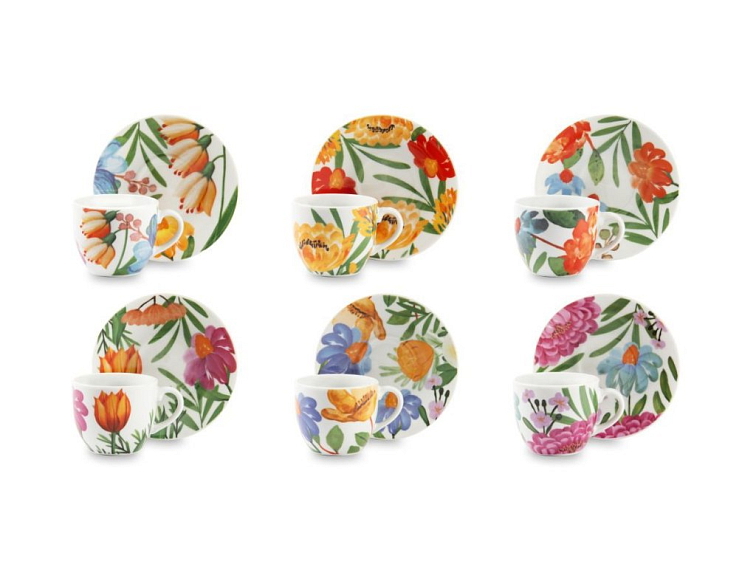 Cup and saucer BLOOMING FIORI 90 ml set 6ks