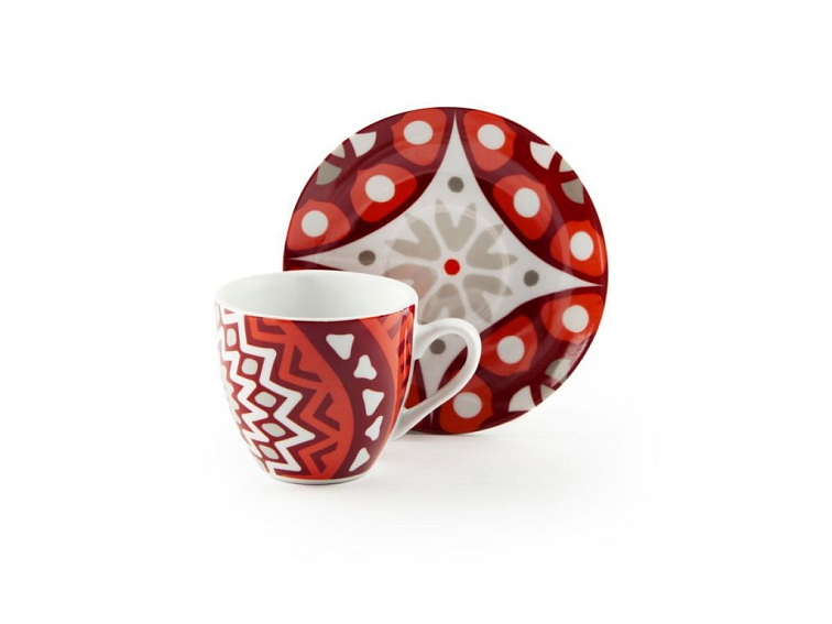 Cup and saucer MANDALA ROSSO 90 ml set 6ks