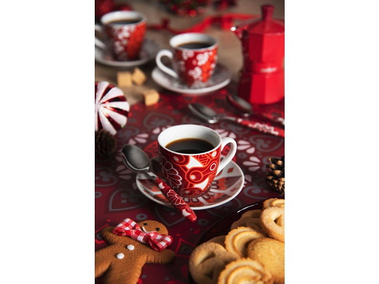 Cup and saucer MANDALA ROSSO 90 ml set 6ks