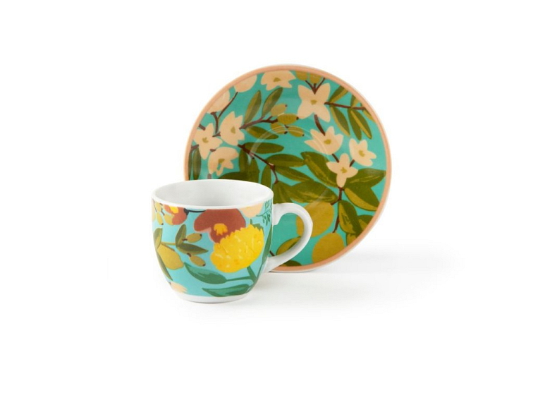 Cup and saucer FIORI FRIDA 90 ml set 6ks