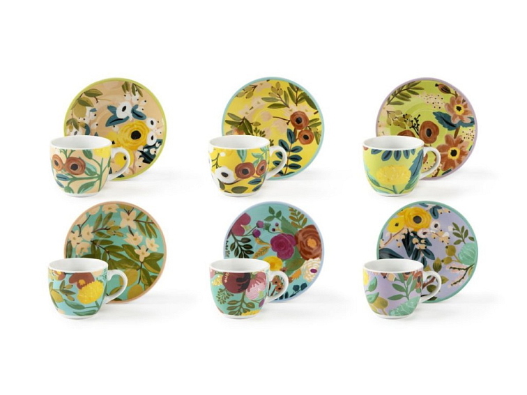Cup and saucer FIORI FRIDA 90 ml set 6ks
