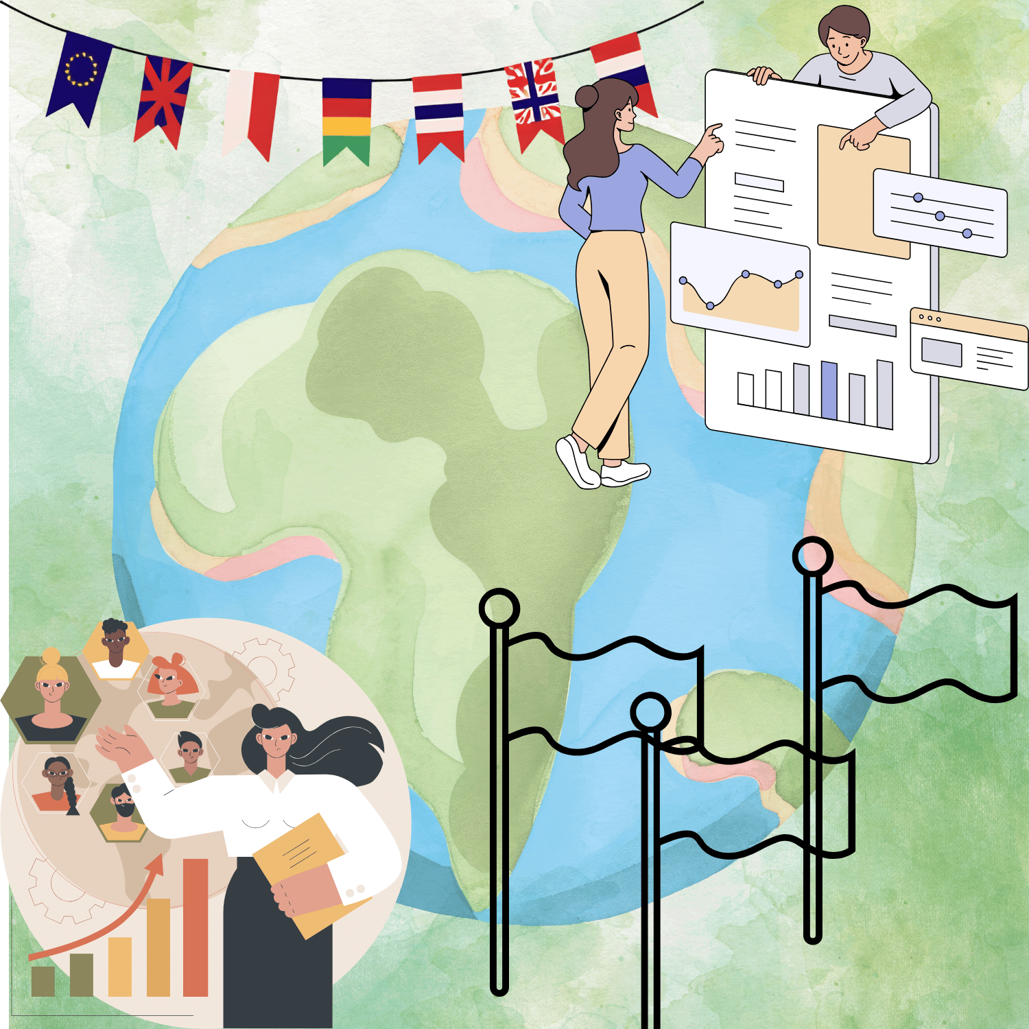 Slepá politická mapa Evropy - hlavní města, vlajky k vybarvení, počet obyvatel Evropy