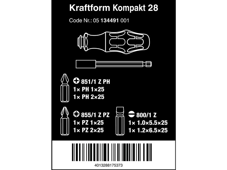 Wera 134491 Skrutkovač Kraftform Kompakt 28 v pouzdre (Sada 6 dielov)