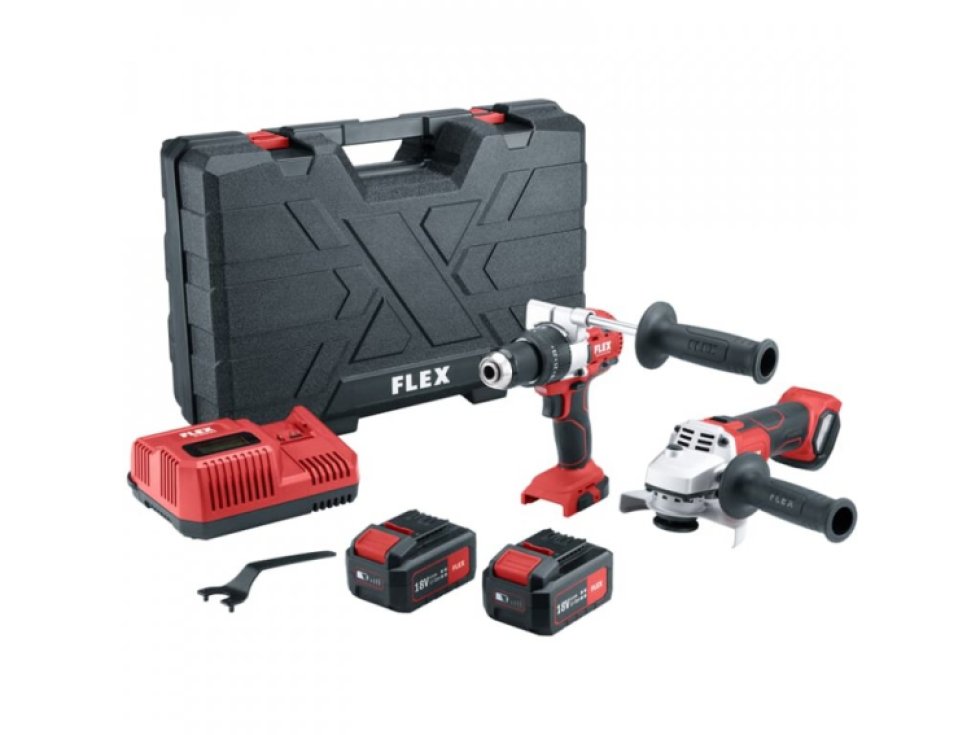 Flex aku- príklepová vŕtačka PD 2G 18,0-EC FS55 + aku uhlová brúska L 125 18,0-EC