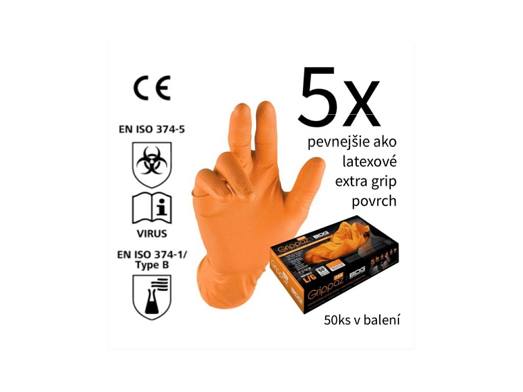 Jednorázové rukavice GRIPPAZ® oranžové 50 ks veľkosť M -8