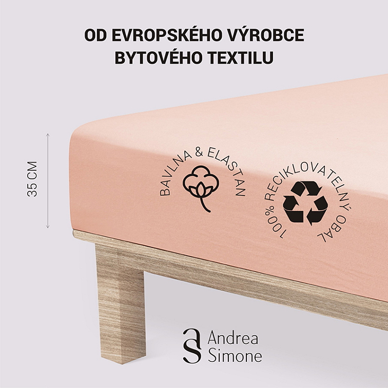Jersey Lycra prostěradlo Andrea Simone boxspring - Pudrová (Pale Dogwood 13-1404)
