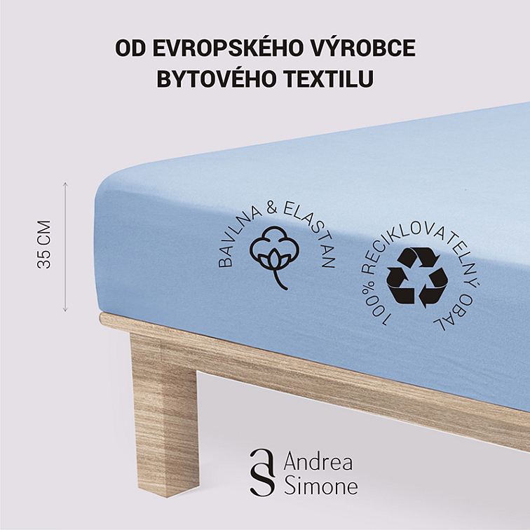 Jersey Lycra prostěradlo Andrea Simone boxspring - Modrá (Della Robbia Blue 16-4020)
