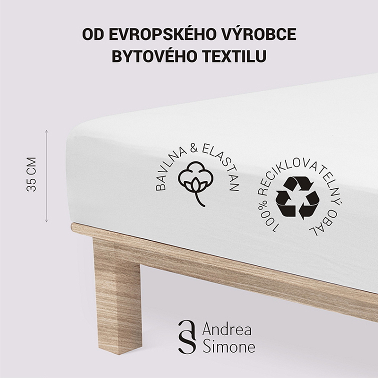 Jersey Lycra prostěradlo Andrea Simone boxspring - Bright White (11-0601)