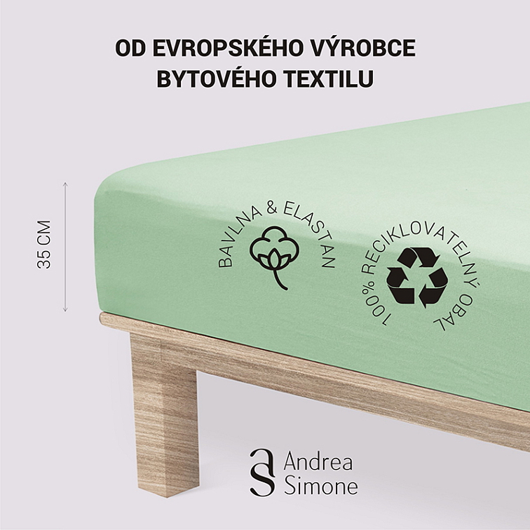 Jersey Lycra prostěradlo Andrea Simone boxspring - Granite Green (16-5907)