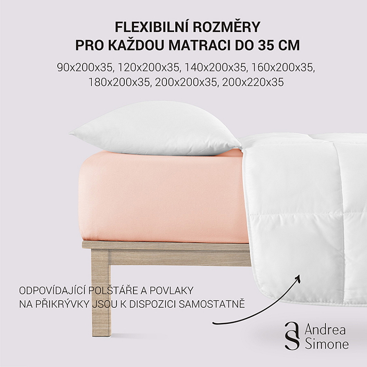 Jersey Lycra prostěradlo Andrea Simone boxspring - Pudrová (Pale Dogwood 13-1404)