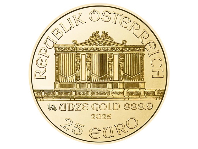Zlatá investiční mince Wiener Philharmoniker 1/4 Oz 2025