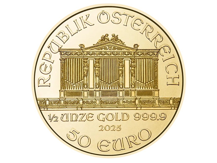 Zlatá investiční mince Wiener Philharmoniker 1/2 Oz 2025