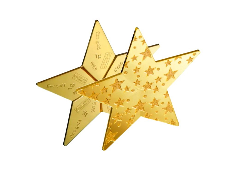 5 x 1g CombiBar Star | Gold | Valcambi | Glittering Stars