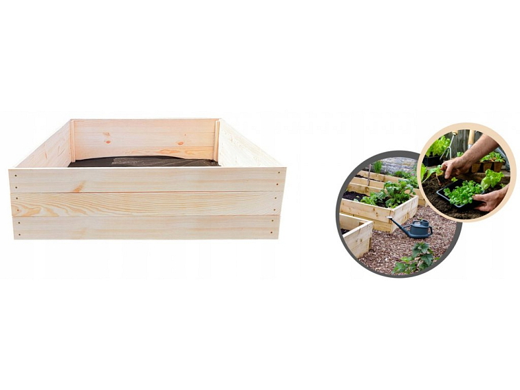 Dřevěný vyvýšený záhon 120 x 120 x 27 cm