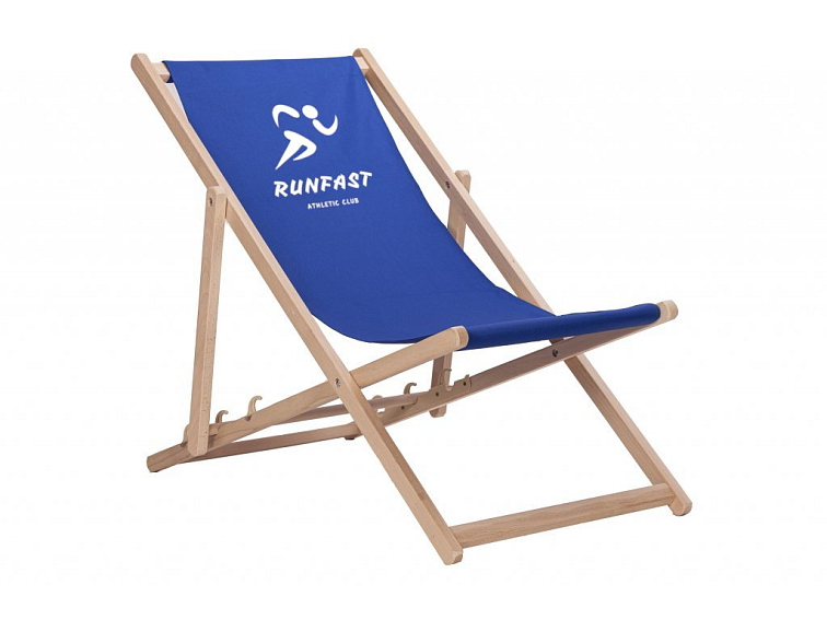 Houten tuinligstoel blauw