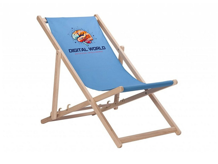 Houten tuinligstoel lichtblauw