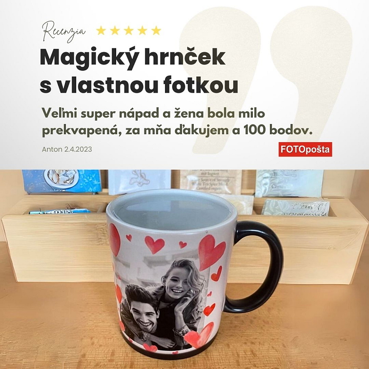hrnček s fotkou magický rámik DIEŤATKO modrý 350 ml FOTOpošta