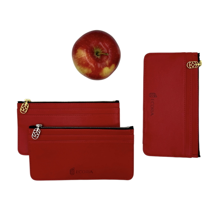 Peněženka Ecoria slim červená se stříbrným zipem