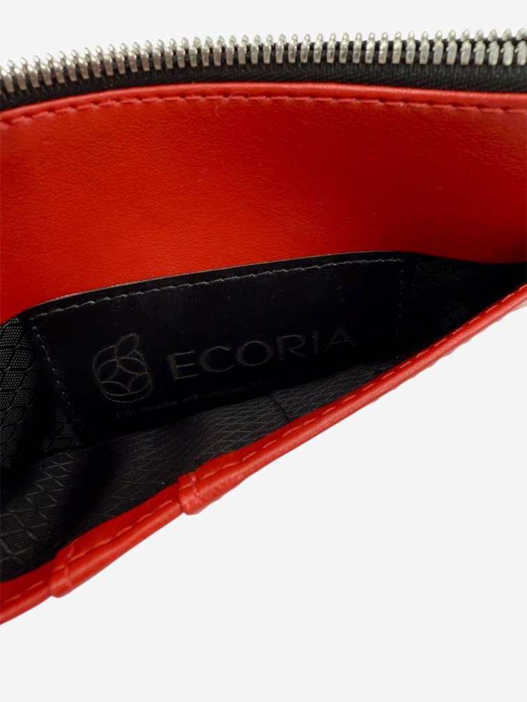 Peněženka Ecoria slim červená se stříbrným zipem