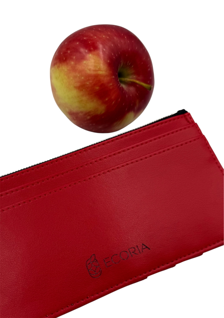 Peněženka Ecoria slim červená se stříbrným zipem