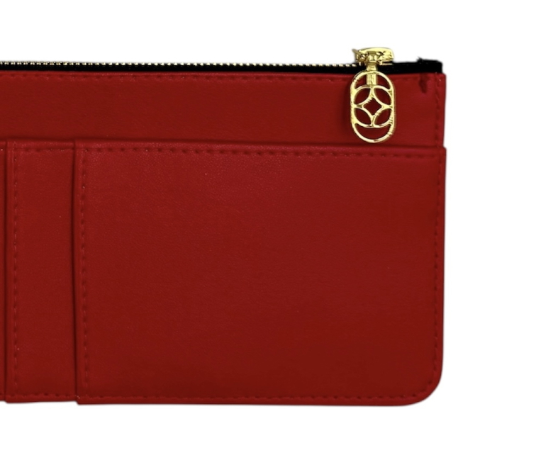 Peněženka Ecoria slim červená se zlatým zipem