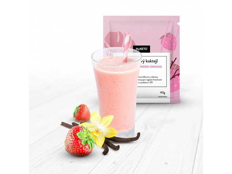 MyKETO Proteinový koktejl s příchutí jahoda-vanilka